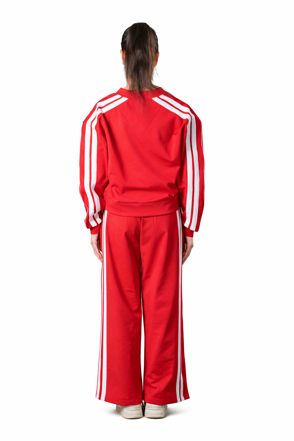Red V-Neck Tracksuit – Loose Fit – Women