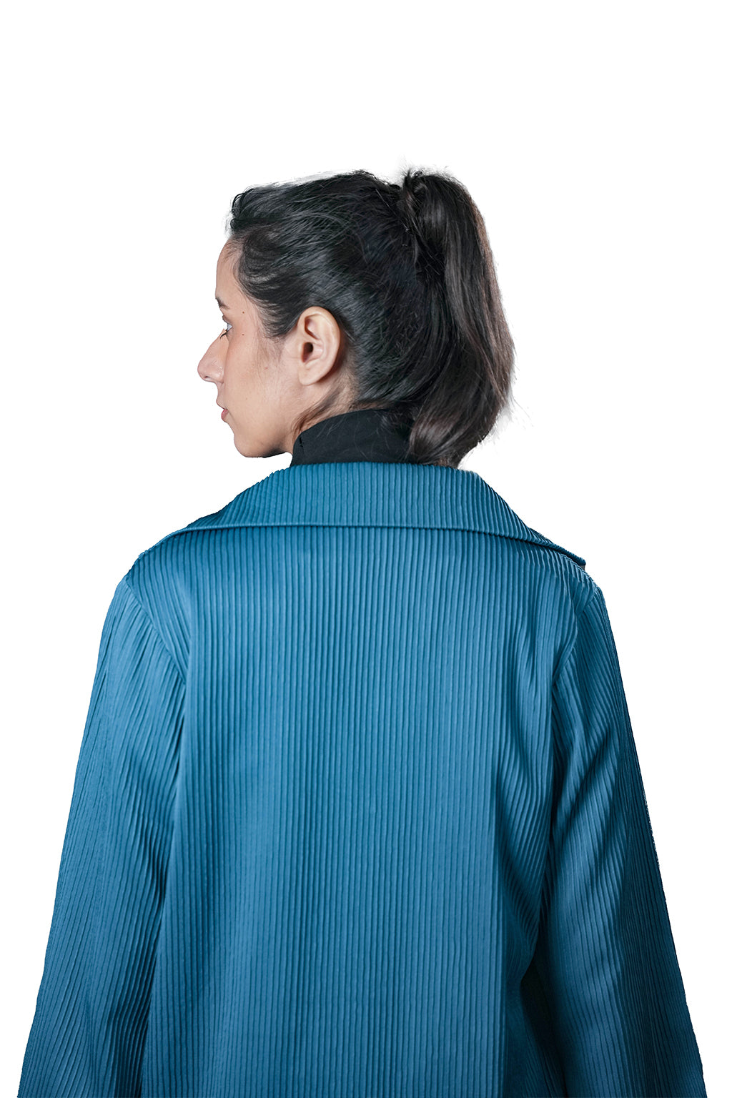 Blue Pleated Two-Piece Outfit – Loose Fit – Women