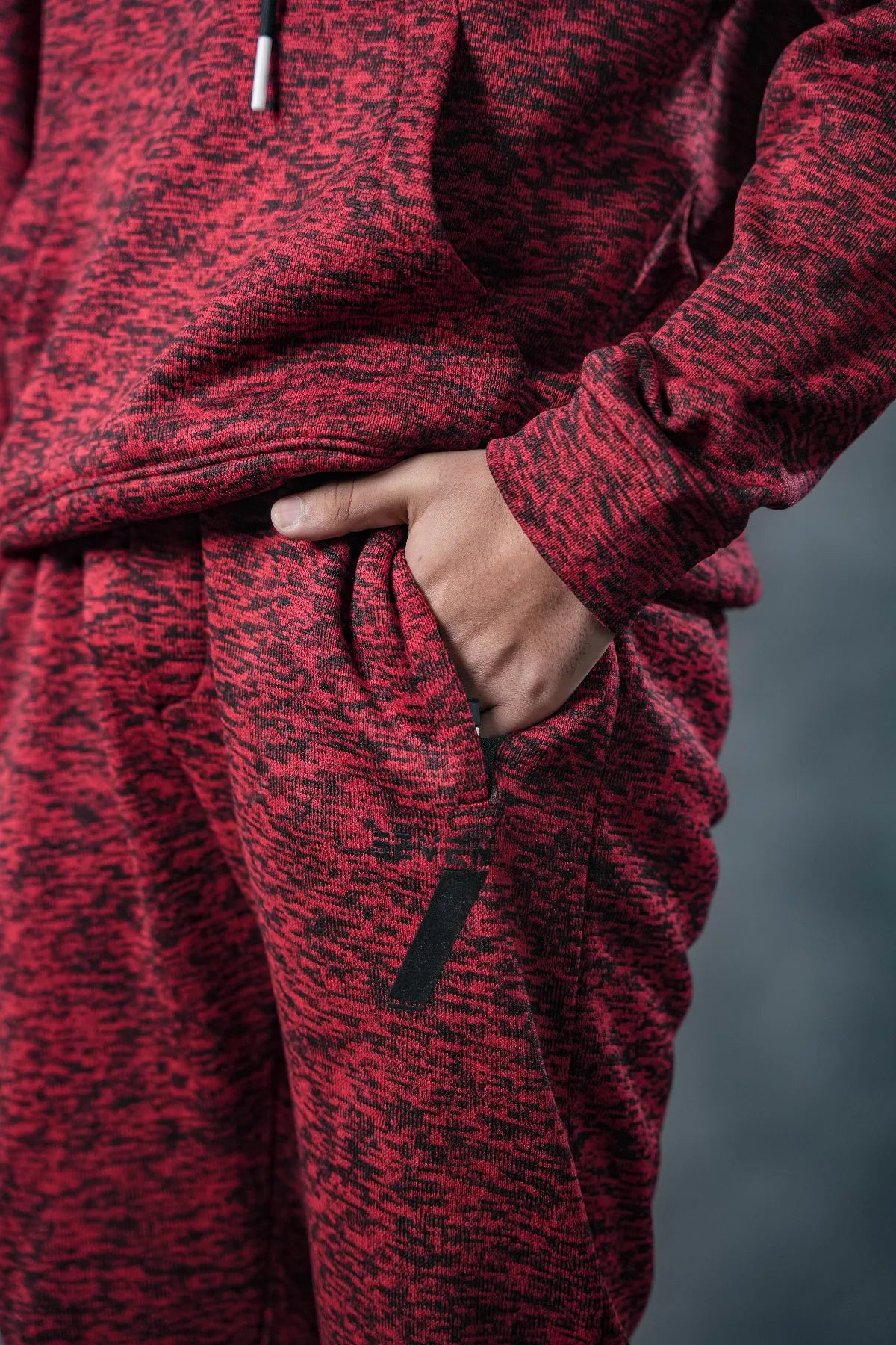 SEVEN Red Textured Tracksuit – Bold Winter Edition