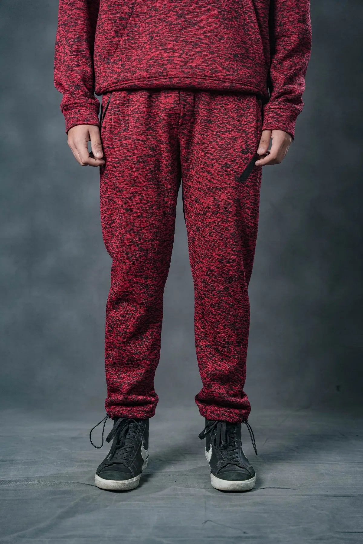 SEVEN Red Textured Tracksuit – Bold Winter Edition