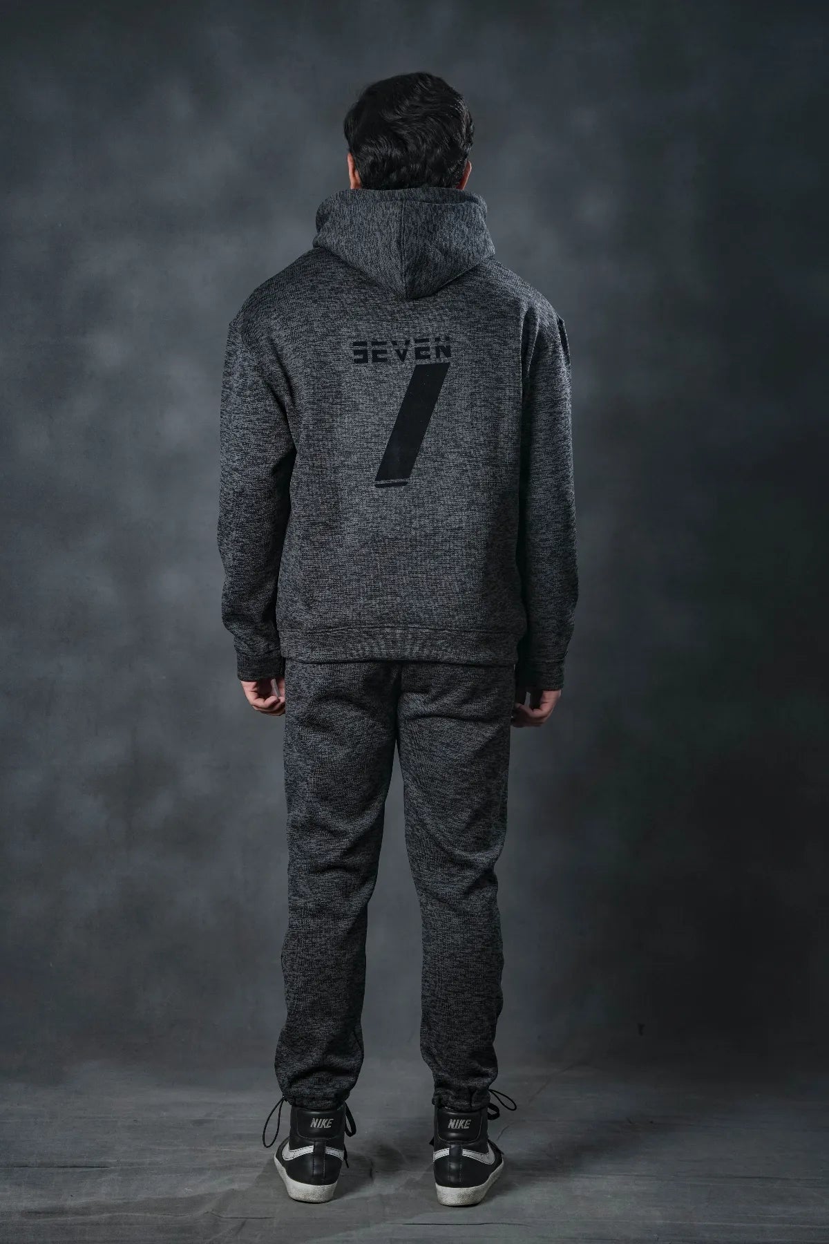 SEVEN Obsidian Black Textured Tracksuit - Premium Knit Edition