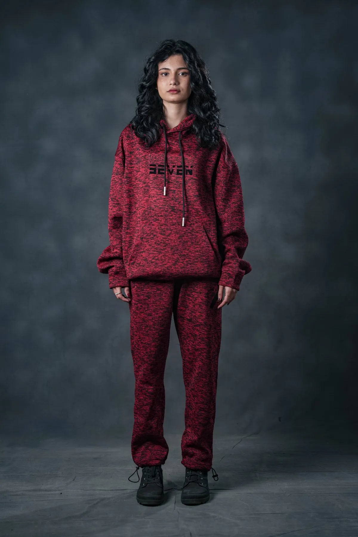 SEVEN Women's Crimson Textured Tracksuit - Statement Knit