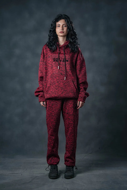 SEVEN Women's Crimson Textured Tracksuit - Statement Knit