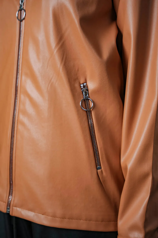 SEVEN Women's Utility Faux Leather Jacket - Caramel Honey