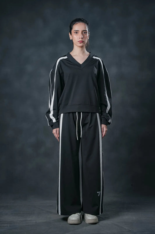 Urban Line V-Neck Tracksuit – Monochrome Flow Edition