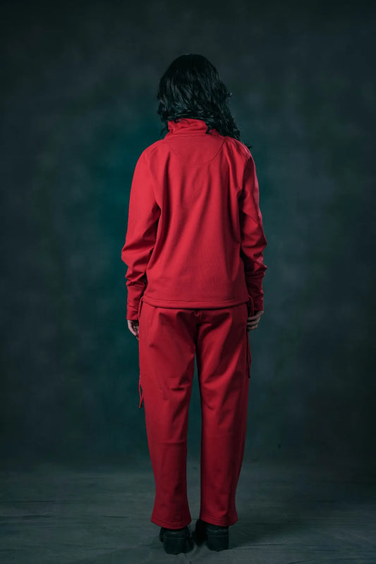 Crimson Zip-Up Tracksuit – Bold Comfort Edition