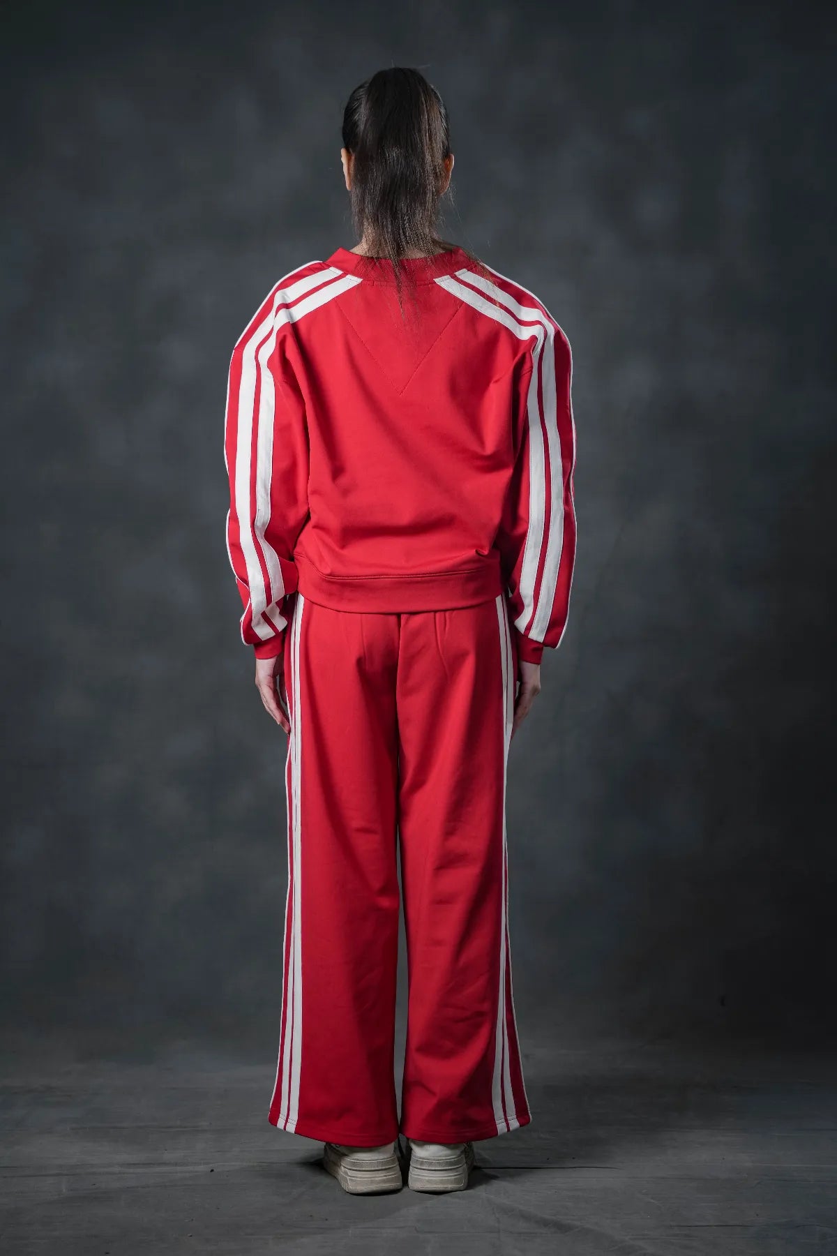 Crimson Line V-Neck Tracksuit – Bold Energy Edition