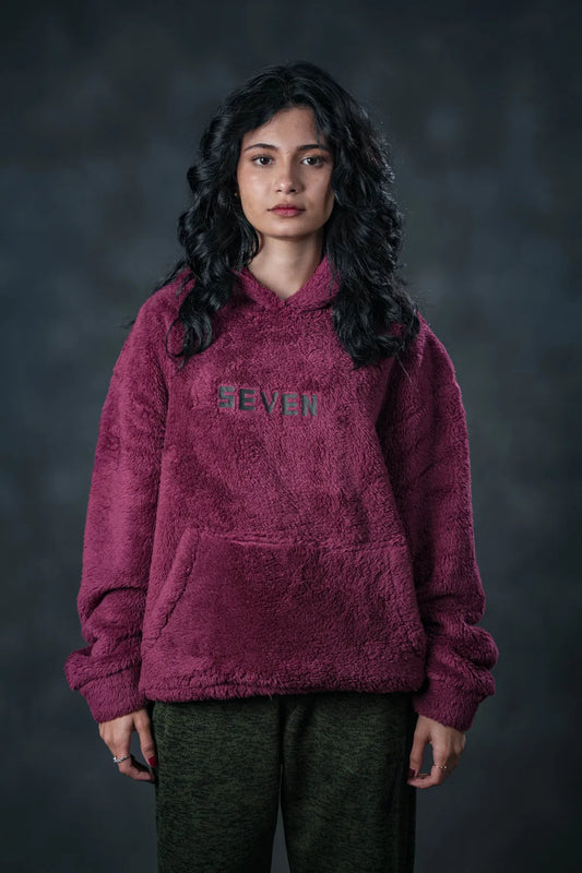 Maroon Plush Hoodie – SEVEN Cozy Edition