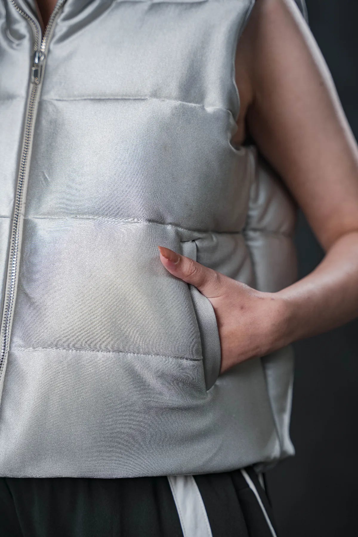Silver Storm Sleeveless Puffer Vest