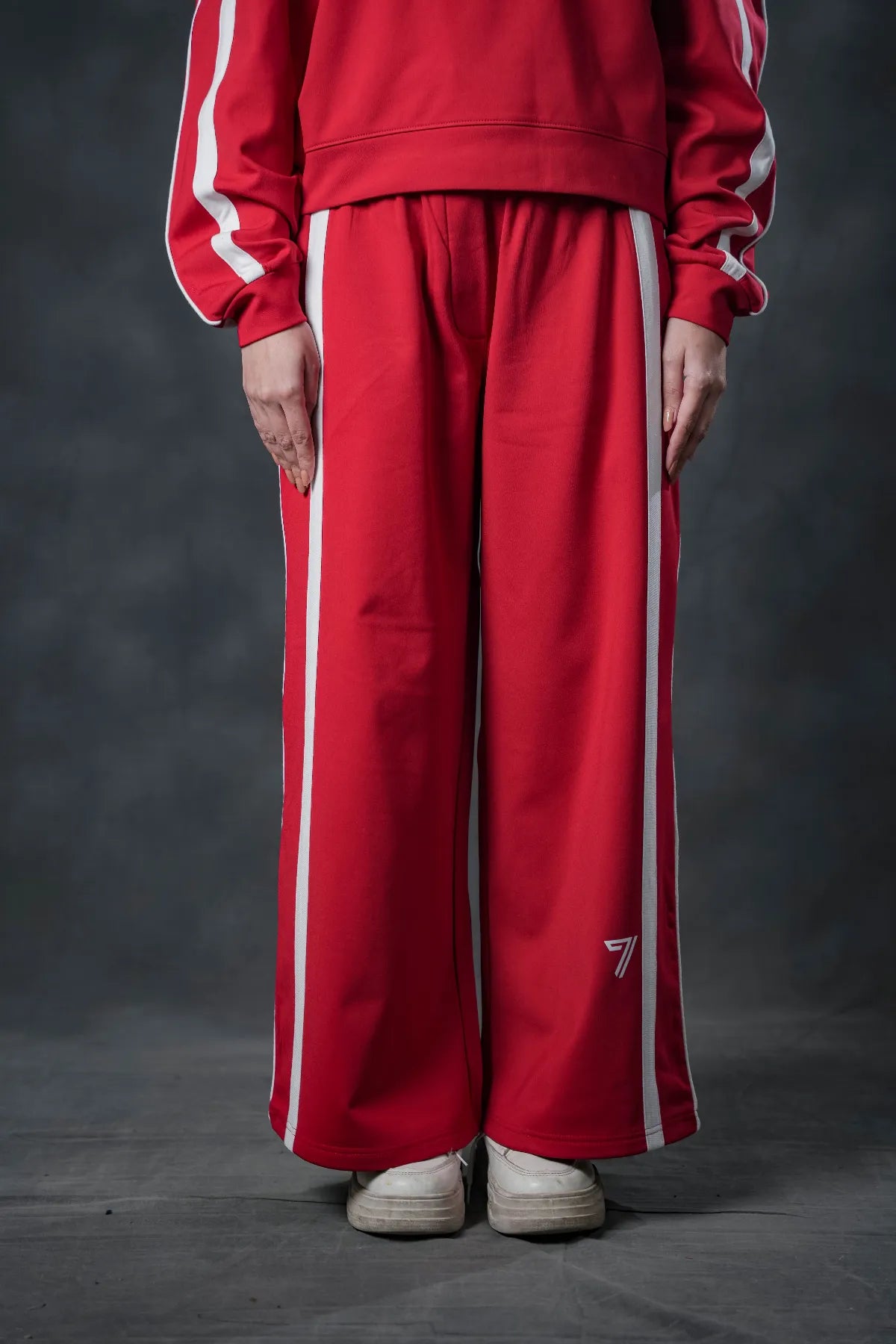 Crimson Line V-Neck Tracksuit – Bold Energy Edition