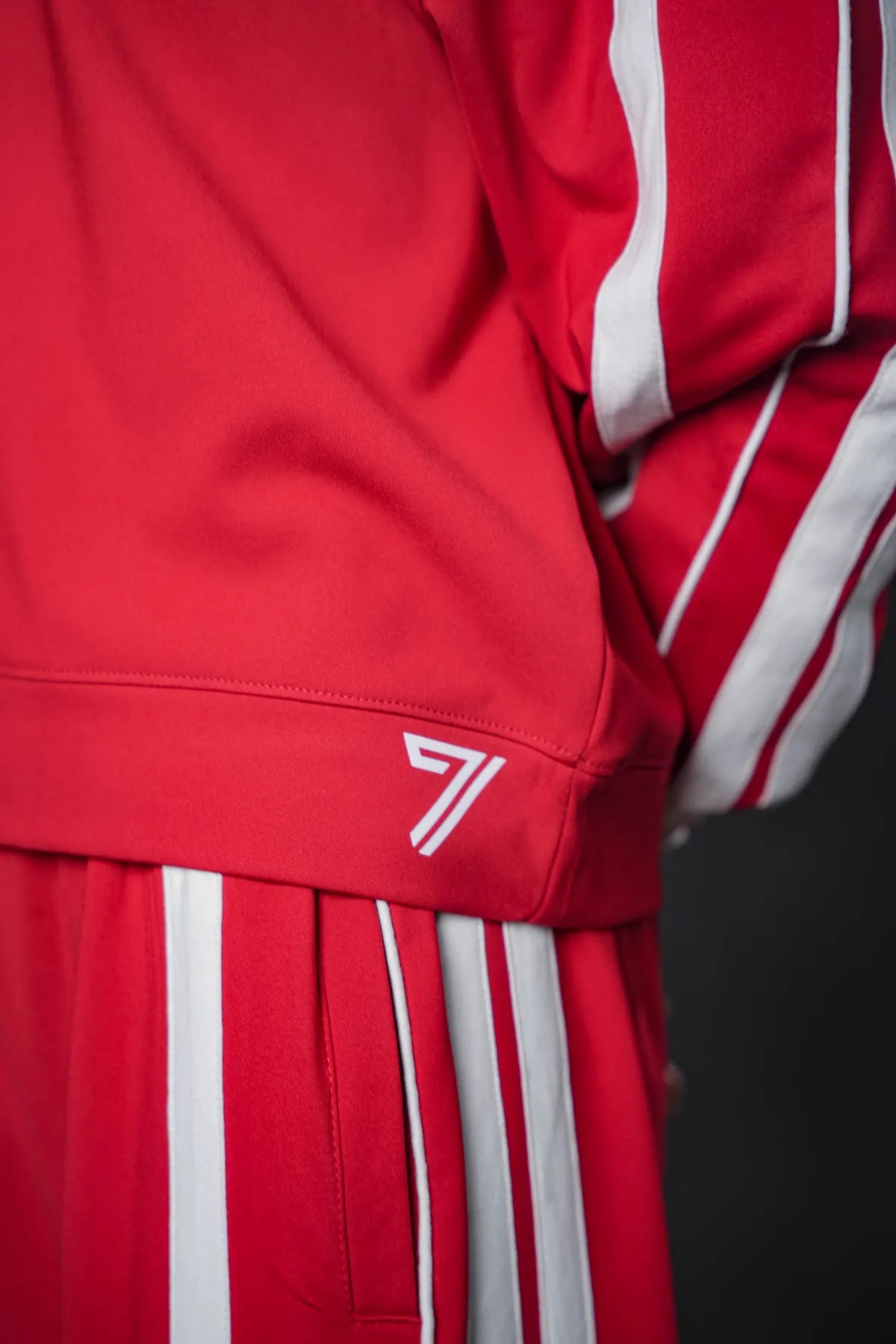 Crimson Line V-Neck Tracksuit – Bold Energy Edition