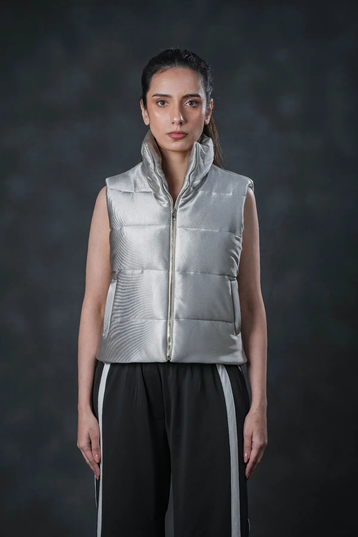 Silver Storm Sleeveless Puffer Vest