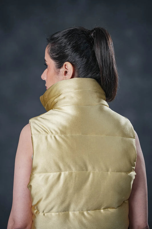Golden Glow Sleeveless Puffer Vest