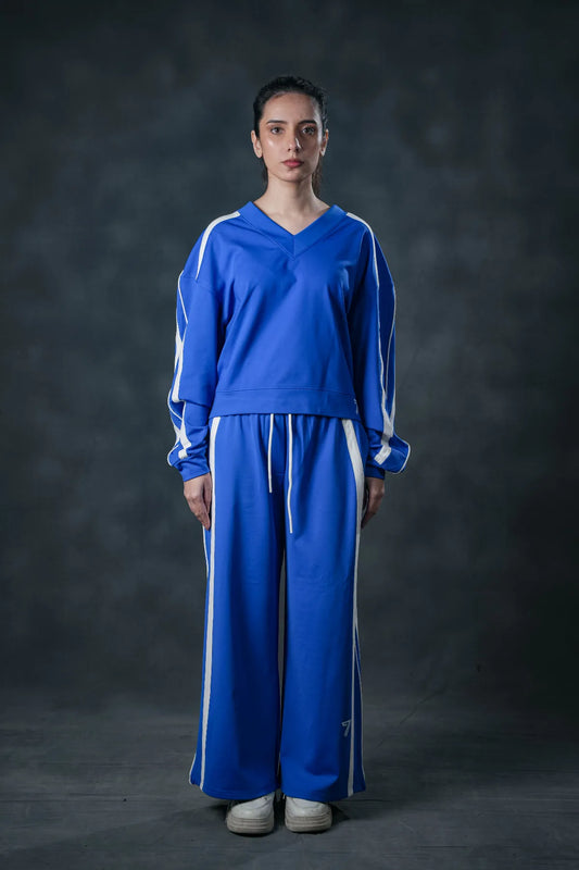 Electric Blue Line V-Neck Tracksuit – Power Move Edition
