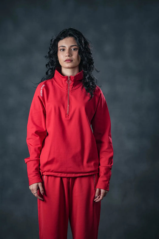 Crimson Zip-Up Tracksuit – Bold Comfort Edition