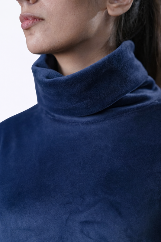 Blue Velvet Dress – Loose Fit – Women