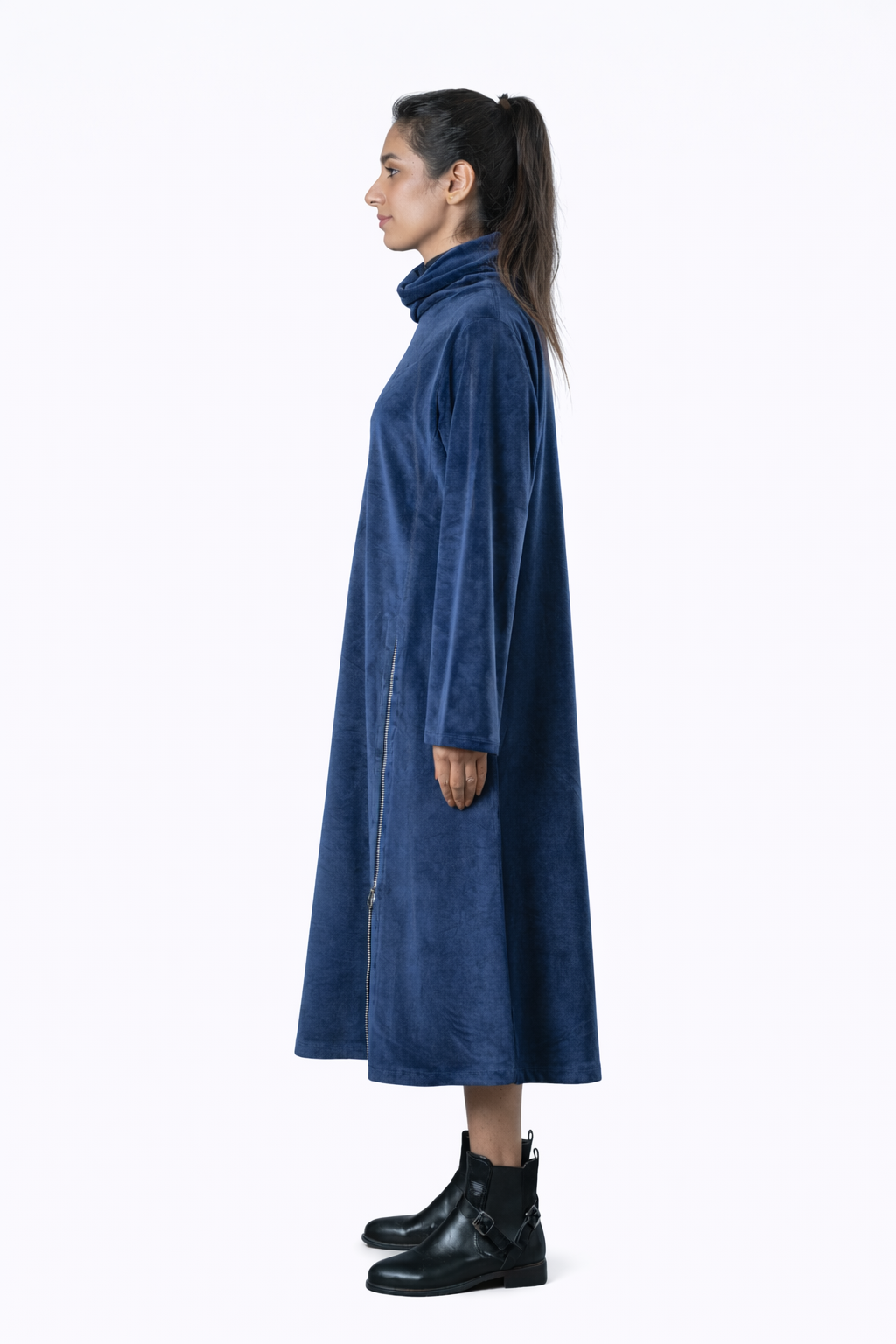 Blue Velvet Dress – Loose Fit – Women