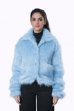 Blue Fur Jacket – Loose Fit – Women