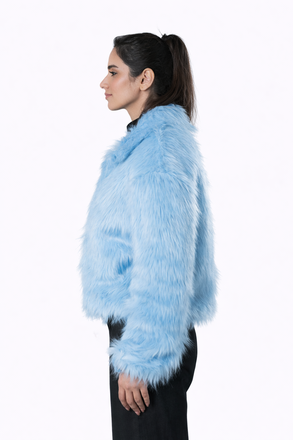 Blue Fur Jacket – Loose Fit – Women