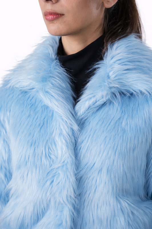 Blue Fur Jacket – Loose Fit – Women