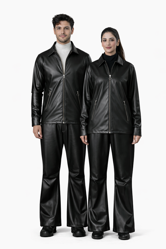 Black Leather Co-Ord Set – Regular Fit – Unisex