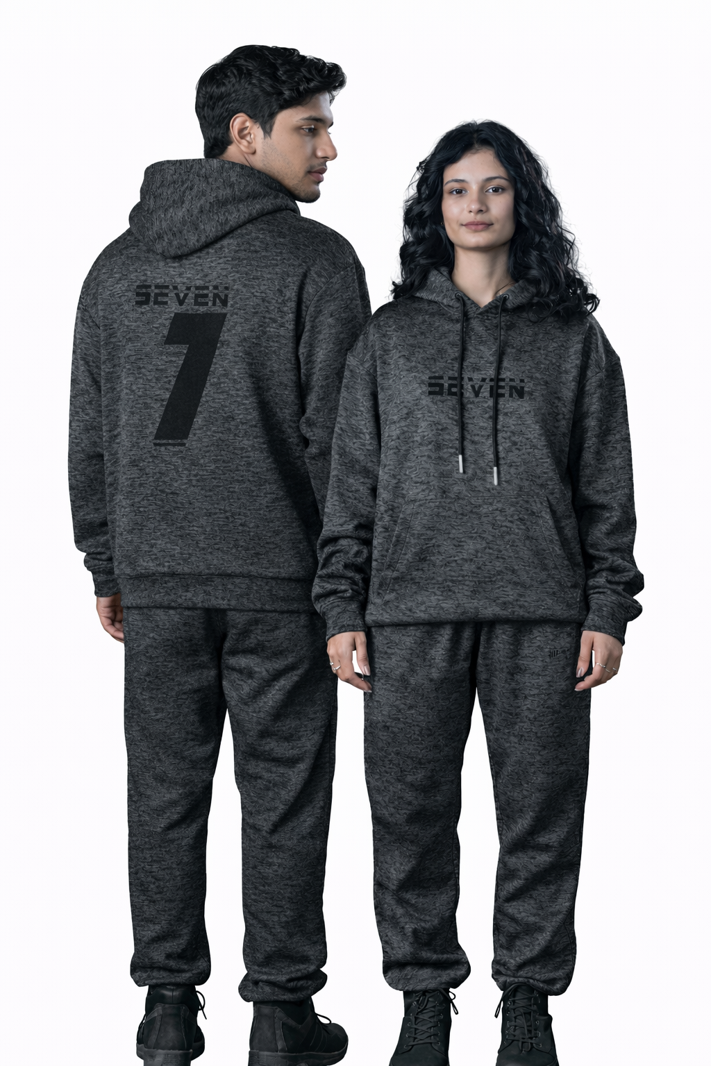 Black Textured Tracksuit – Loose Fit – Unisex