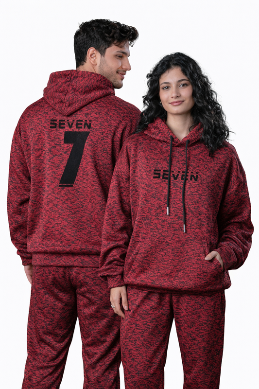 Red Textured Tracksuit – Loose Fit – Unisex
