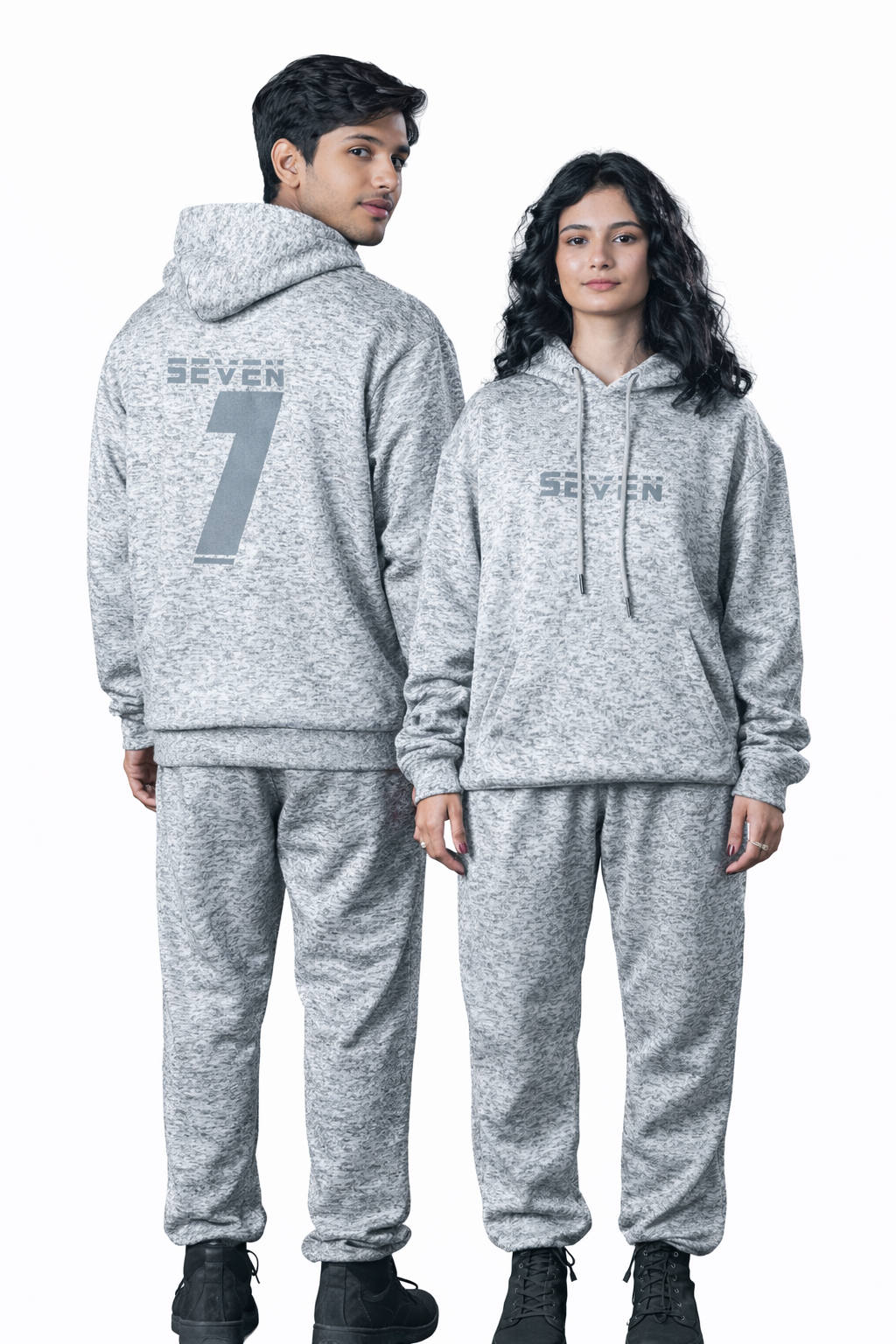 Grey Textured Tracksuit – Loose Fit – Unisex