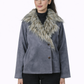 Grey Fur Collar Jacket – Regular Fit – Women