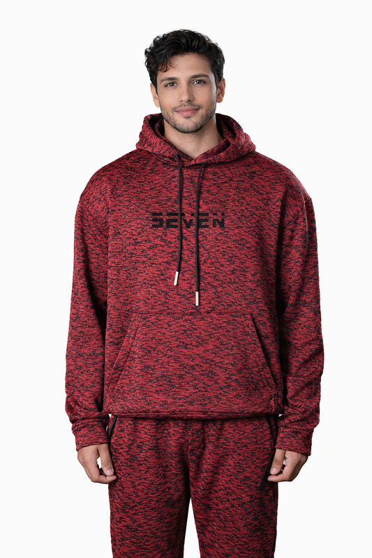 Red Textured Tracksuit – Loose Fit – Unisex
