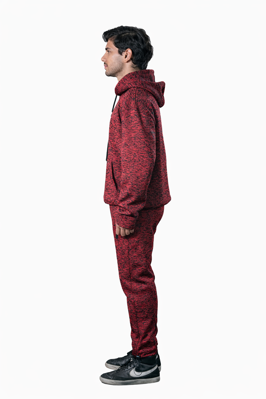 Red Textured Tracksuit – Loose Fit – Unisex