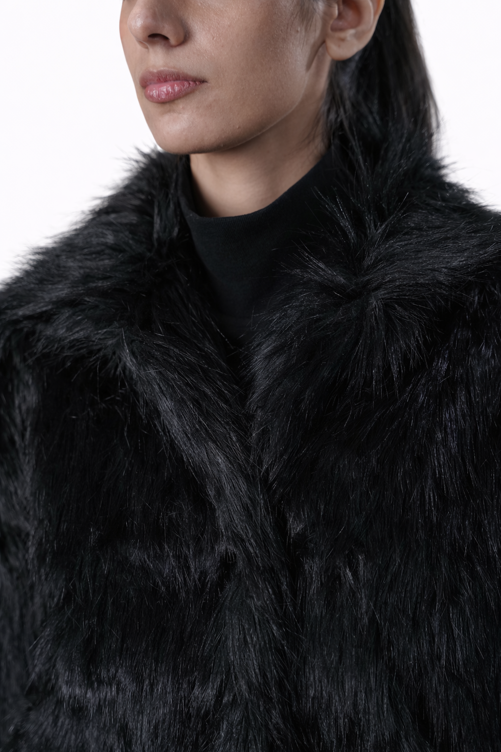 Black Fur Jacket – Loose Fit – Women