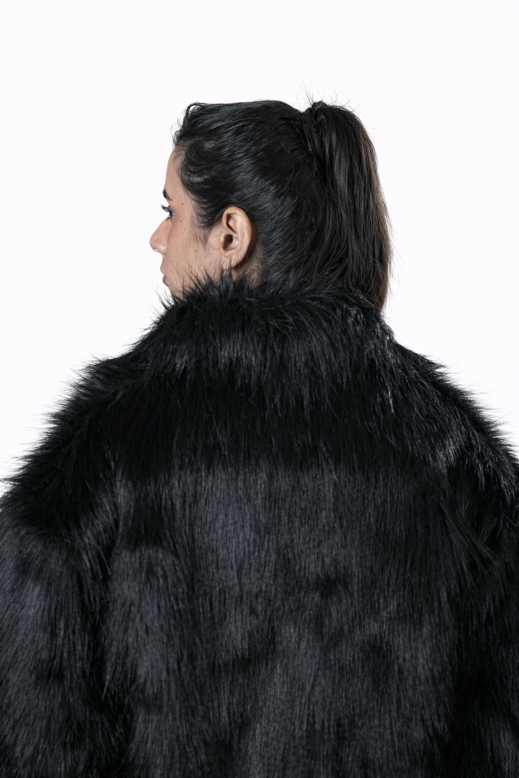 Black Fur Jacket – Loose Fit – Women