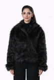 Black Fur Jacket – Loose Fit – Women