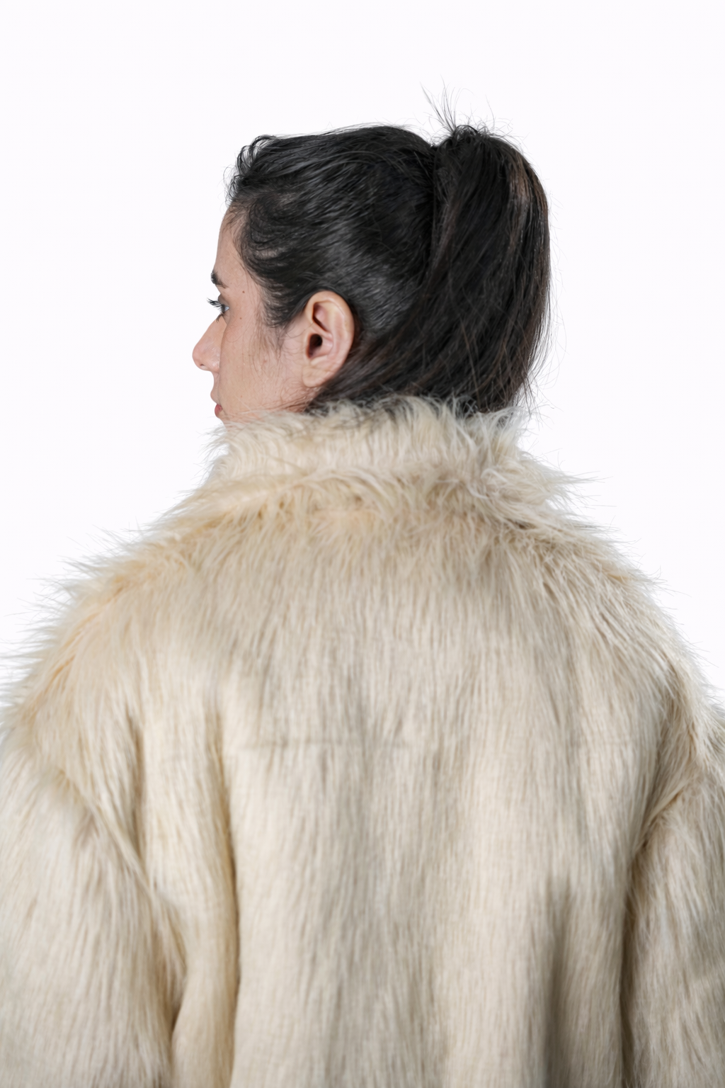 Beige Fur Jacket – Loose Fit – Women