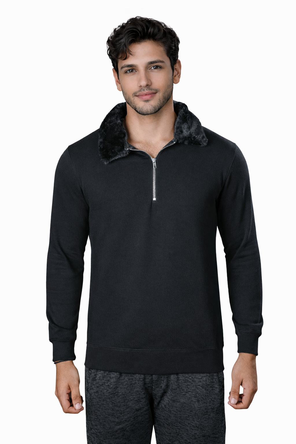 Black Zip Sweatshirt – Regular Fit – Men