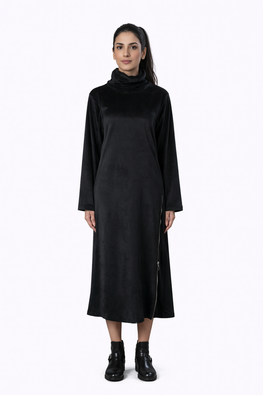Black Velvet Dress – Loose Fit – Women