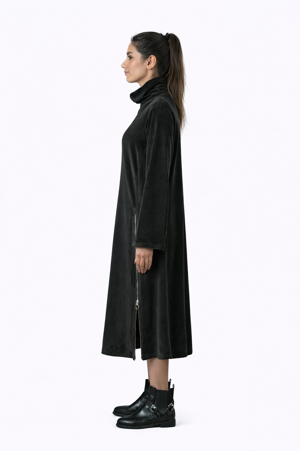 Black Velvet Dress – Loose Fit – Women