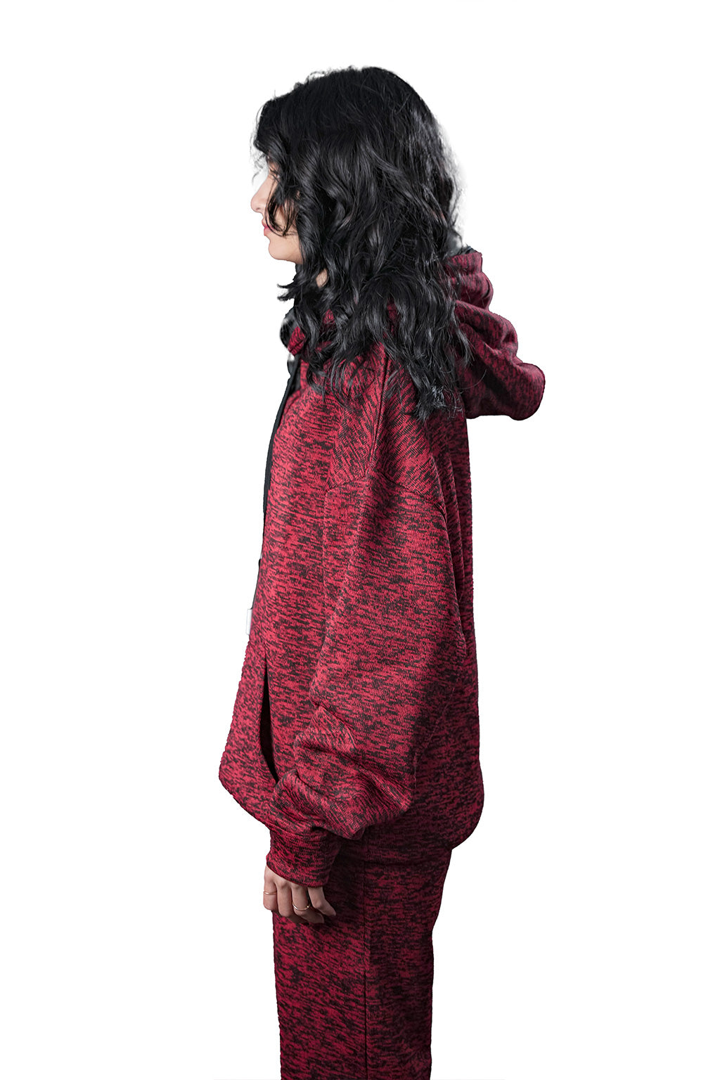 Red Textured Tracksuit – Loose Fit – Unisex