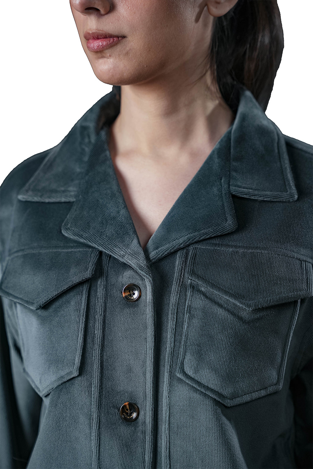 Grey Velvet Co-Ord Set – Loose Fit – Women