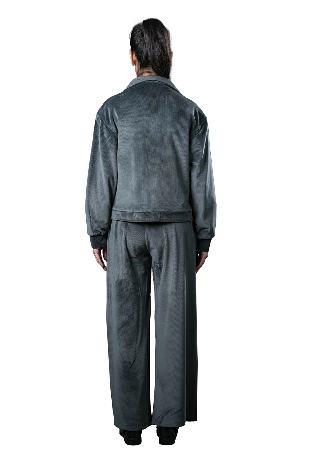 Grey Velvet Co-Ord Set – Loose Fit – Women