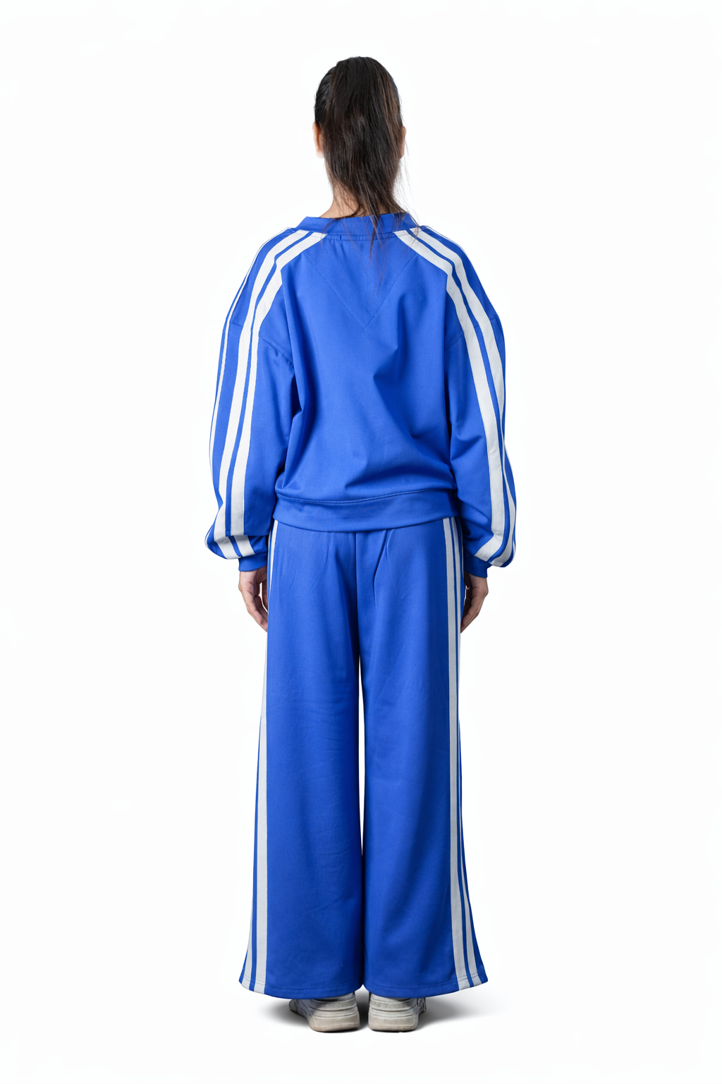 Blue V-Neck Tracksuit – Loose Fit – Women