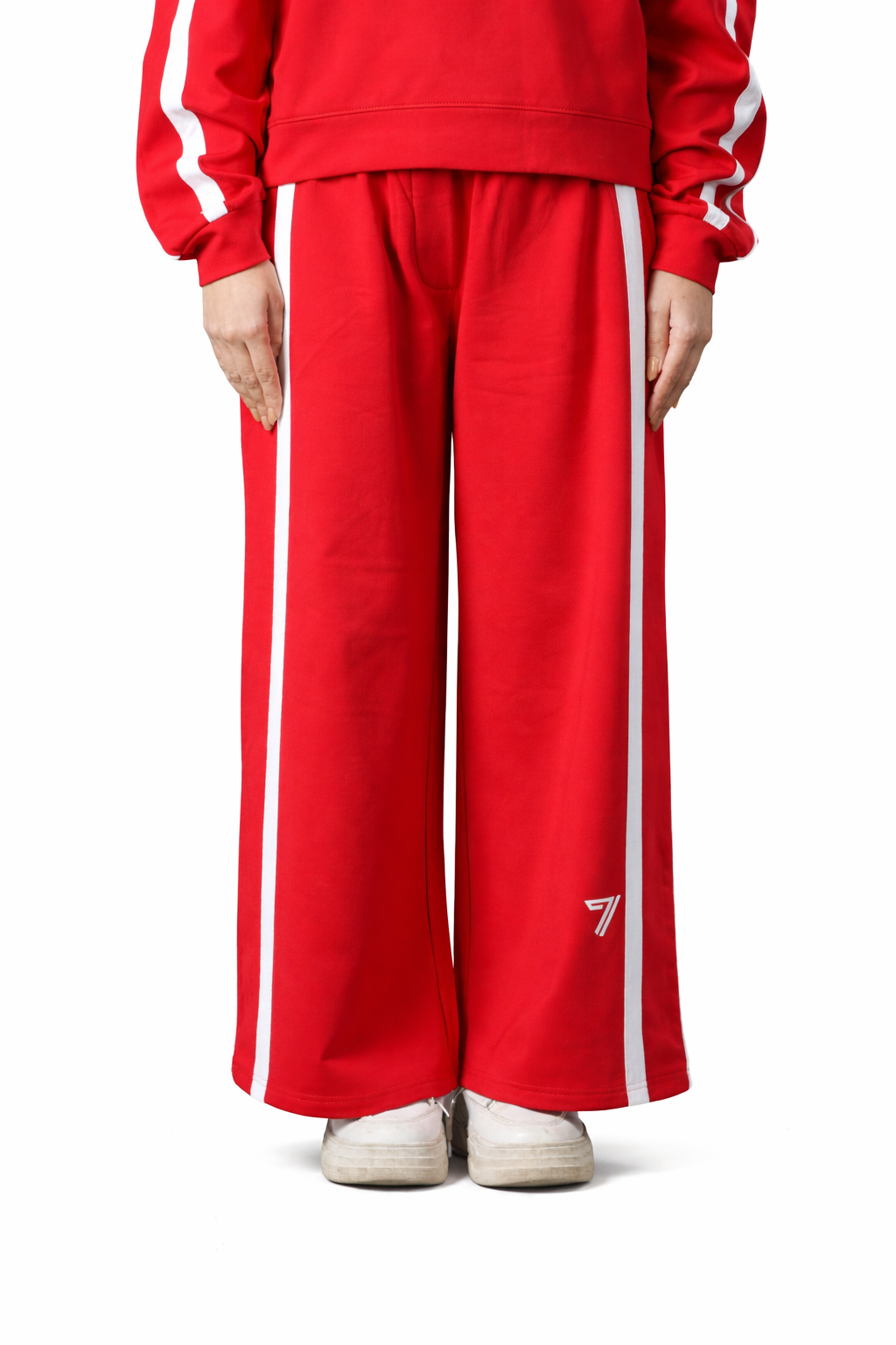 Red V-Neck Tracksuit – Loose Fit – Women