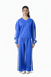 Blue V-Neck Tracksuit – Loose Fit – Women