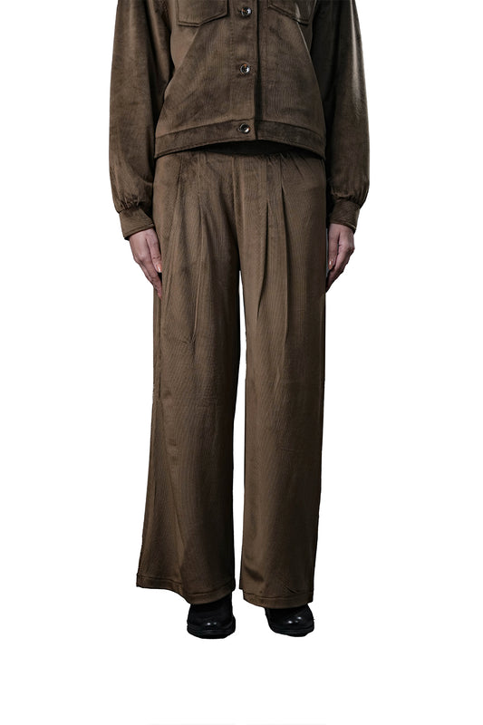 Brown Velvet Co-Ord Outfit – Loose Fit – Women