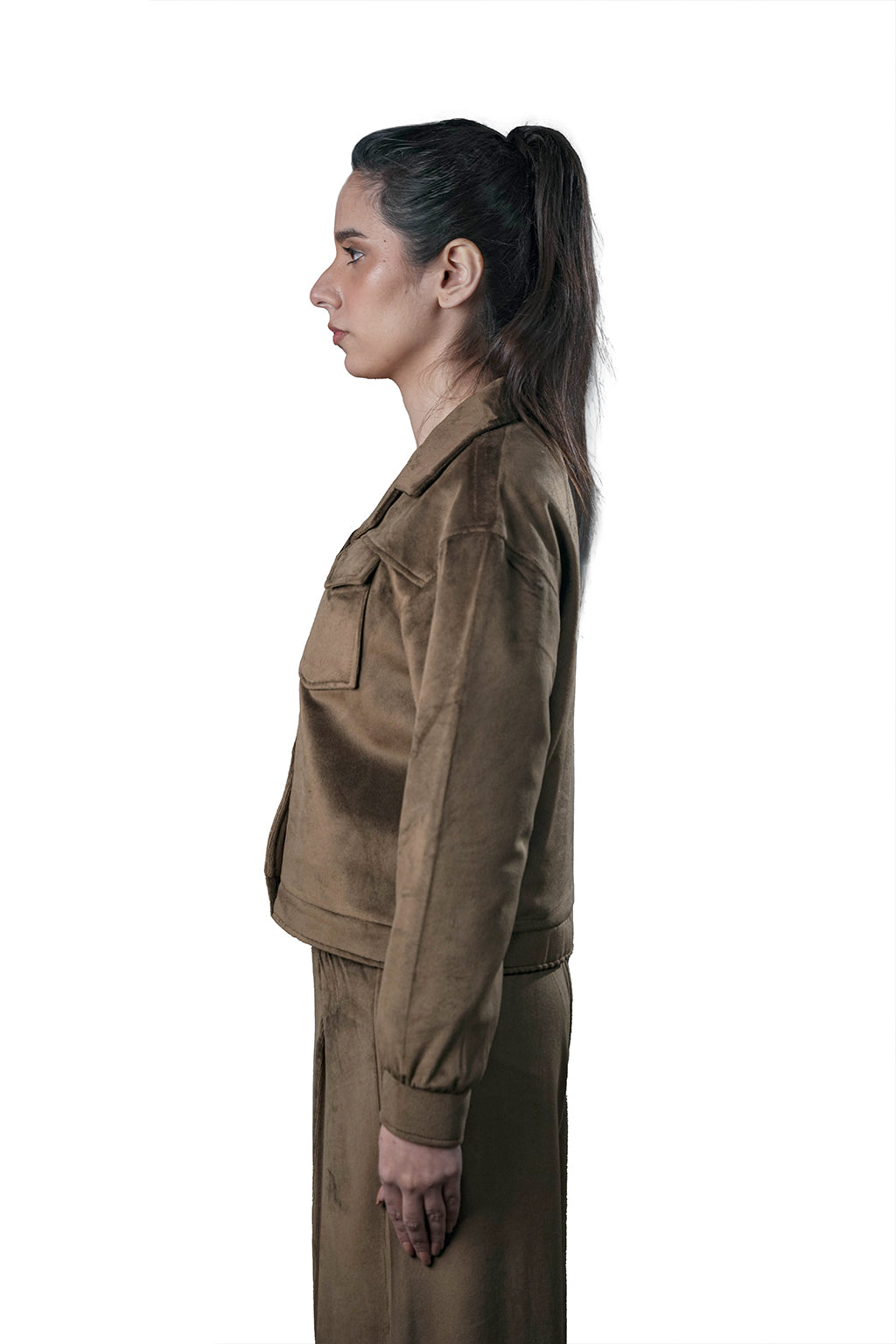 Brown Velvet Co-Ord Outfit – Loose Fit – Women