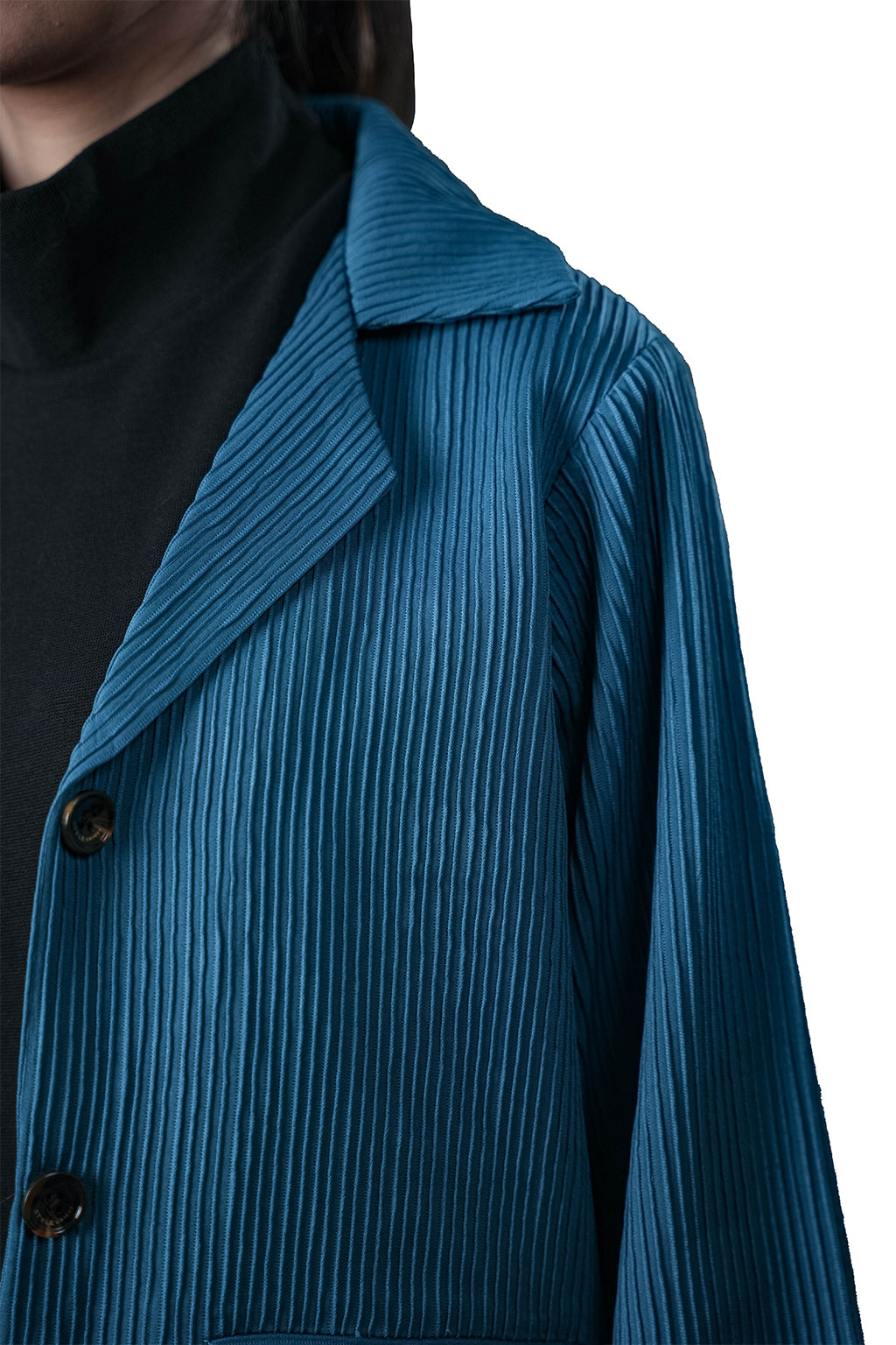 Blue Pleated Two-Piece Outfit – Loose Fit – Women