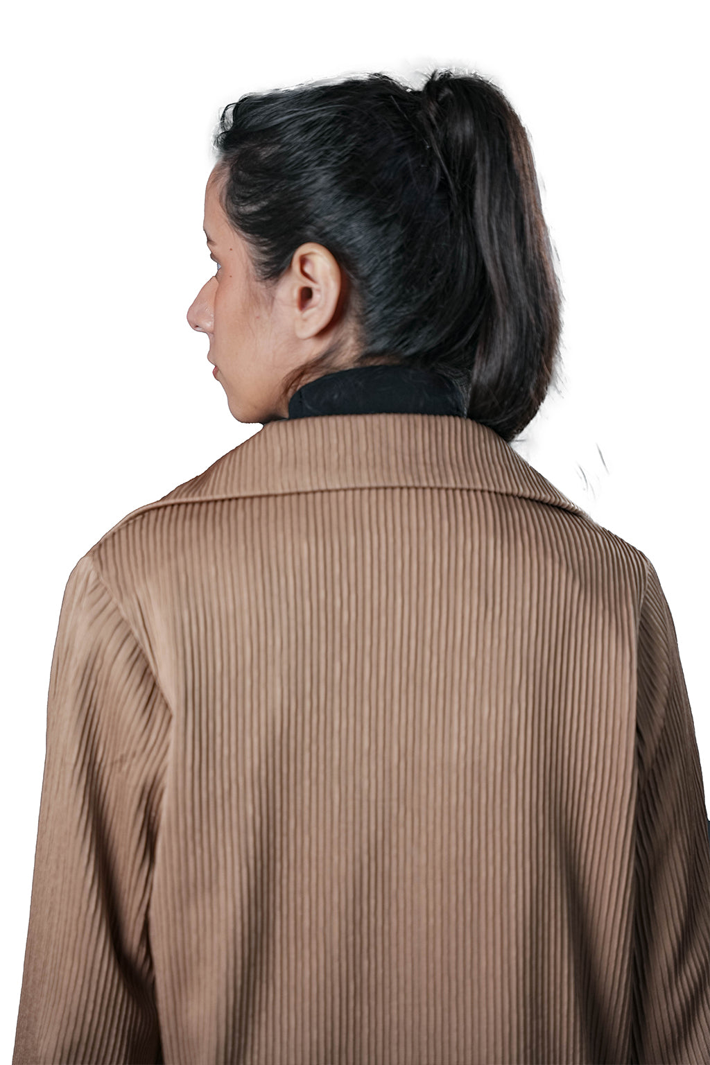 Beige Pleated Two-Piece Outfit – Loose Fit – Women