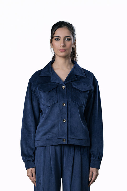 Blue Velvet Co-Ord Set – Loose Fit – Women