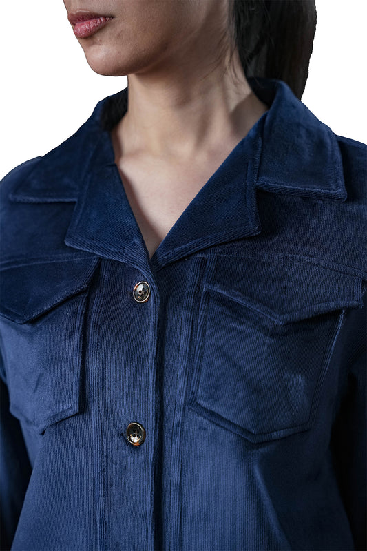 Blue Velvet Co-Ord Set – Loose Fit – Women